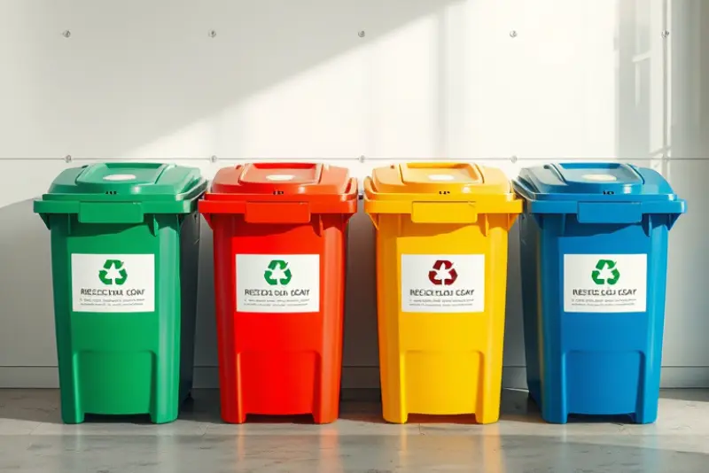 Waste segregation bins with clear labeling